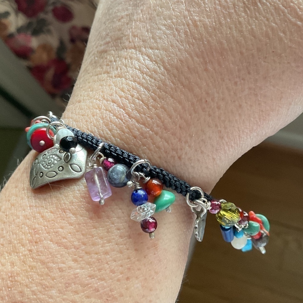 Hand Made Tibetan Sterling Silver/Colorful Glass Beads Bracelet New